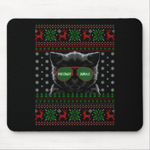 Womens Cat Ugly Christmas Sweater Style Funny Cat  Mouse Mat