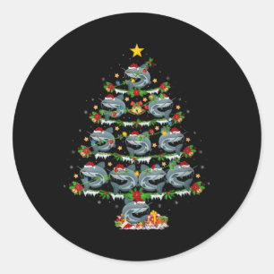 Womens Catfish Xmas Lights Santa Catfish Christmas Classic Round Sticker