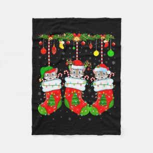 Womens Cats In Christmas Socks Funny Pet Animal Ca Fleece Blanket