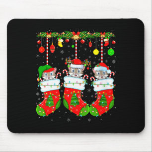 Womens Cats In Christmas Socks Funny Pet Animal Ca Mouse Mat
