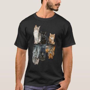 Womens Cats Reflection Tiger Friends Cute 2 T-Shirt