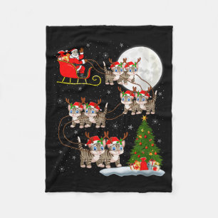 Womens Cats Santa Sleigh Flying Funny Magical Chri Fleece Blanket