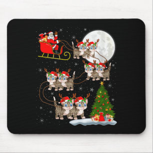 Womens Cats Santa Sleigh Flying Funny Magical Chri Mouse Mat