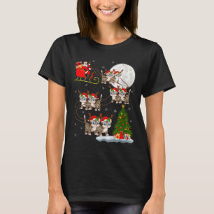 Womens Cats Santa Sleigh Flying Funny Magical Chri T-Shirt