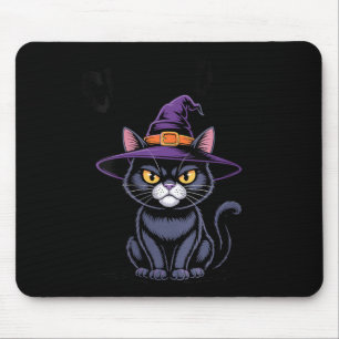 Womens Cattitude Witch Cat Funny Black Cat Mouse Mat