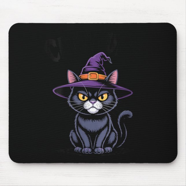Womens Cattitude Witch Cat Funny Black Cat Mouse Mat (Front)