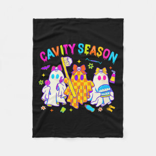 Womens Cavity Season Funny Halloween Ghost Cute So Fleece Blanket