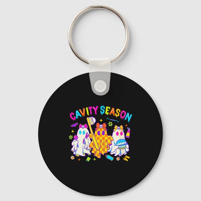 Womens Cavity Season Funny Halloween Ghost Cute So Key Ring (Front)