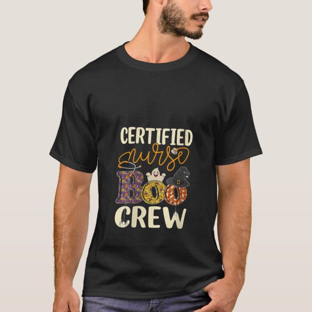 Womens Certified Nurse Boo Crew Certified Nurse Ha T-Shirt (Front)