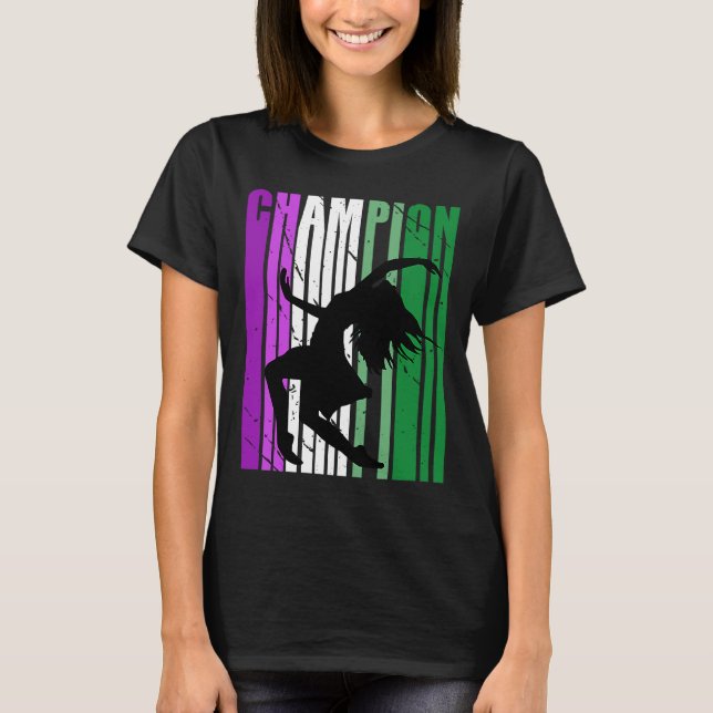 Womens Champion Dance Birthday Music Purple Green T-Shirt (Front)
