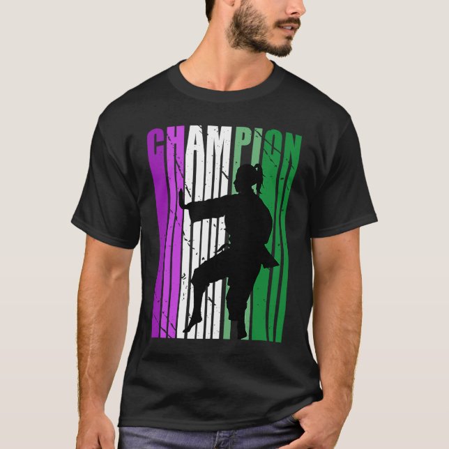 Womens Champion Karate Birthday Martial Purple Gre T-Shirt (Front)