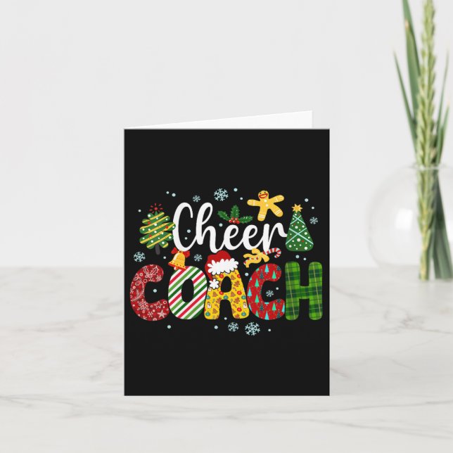 Womens Cheer Coach Christmas Buffalo Plaid Cheerle Card (Front)