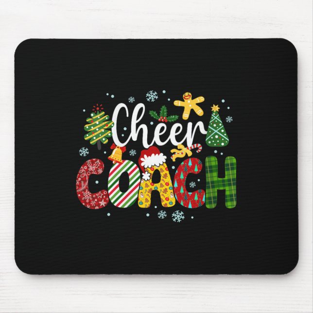 Womens Cheer Coach Christmas Buffalo Plaid Cheerle Mouse Mat (Front)
