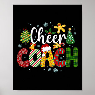 Womens Cheer Coach Christmas Buffalo Plaid Cheerle Poster