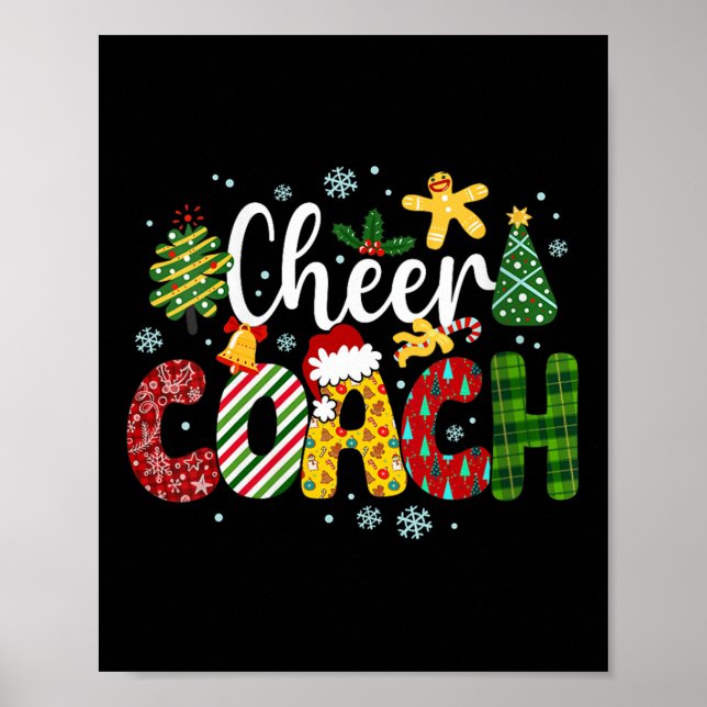 Womens Cheer Coach Christmas Buffalo Plaid Cheerle Poster (Front)