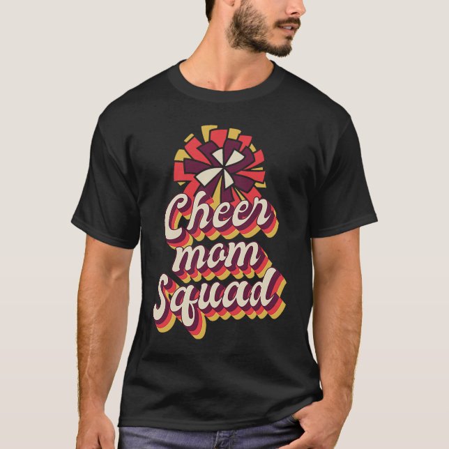 Women's Cheer Mom Squad , Pom Pom, Retro Cheerlead T-Shirt (Front)