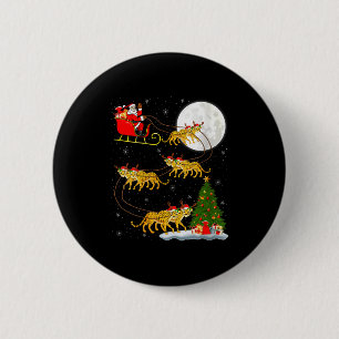 Womens Cheetah Santa Sleigh Flying Funny Magical C 6 Cm Round Badge