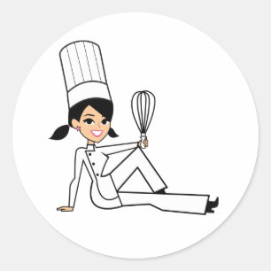 Women's Chef Sticker with Cute Illustration
