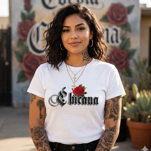 Womens Chicana Red Rose shirt  (Chicana Red Rose shirt)