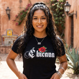 Womens Chicana Red Rose T-Shirt