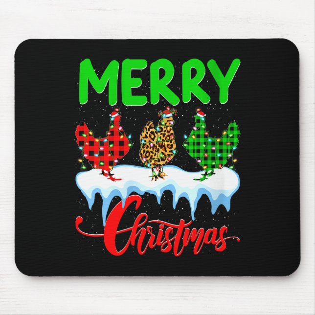 Womens Chicken Merry Christmas Pajamas Leopard Buf Mouse Mat (Front)