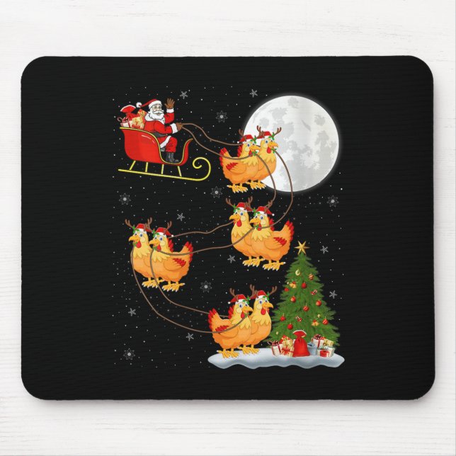 Womens Chicken Santa Sleigh Flying Funny Magical C Mouse Mat (Front)