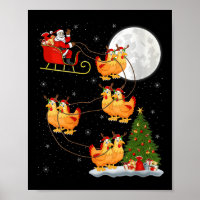Womens Chicken Santa Sleigh Flying Funny Magical C