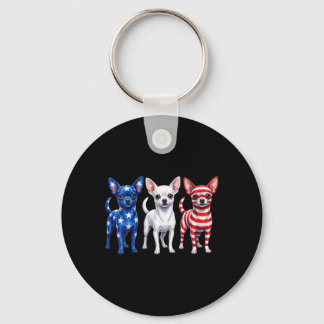 Womens Chihuahua Aamerican Flag 4th Of July Key Ring