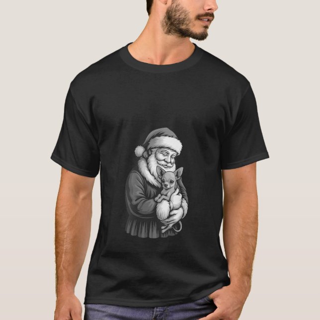 Womens Chihuahua Santa Claus Christmas Dog Lover V T-Shirt (Front)