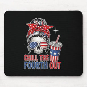 Womens Chill The Fourth Out 4th Of July Funny Skel Mouse Mat