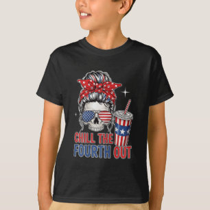Womens Chill The Fourth Out 4th Of July Funny Skel T-Shirt