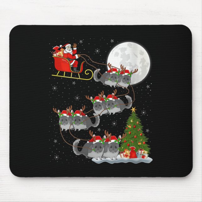 Womens Chinchilla Santa Sleigh Flying Funny Magica Mouse Mat (Front)
