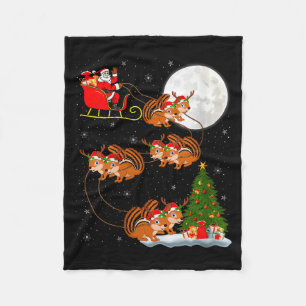 Womens Chipmunk Santa Sleigh Flying Funny Magical  Fleece Blanket