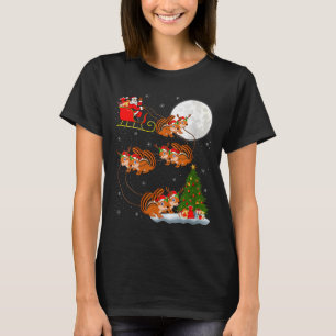 Womens Chipmunk Santa Sleigh Flying Funny Magical  T-Shirt