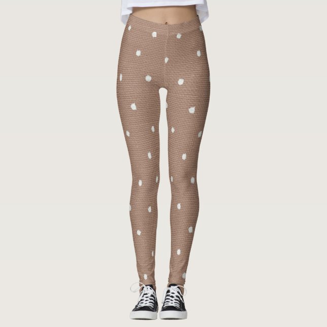 Women's Chocolate Polka Dot Leggings (Front)