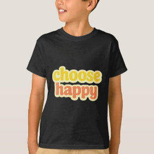 Womens Choose Happy - Happiness Minimalist Retro T-Shirt