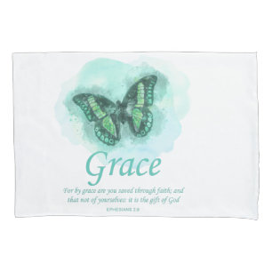Womens Christian Bible Butterfly Verse: Grace Pillowcase