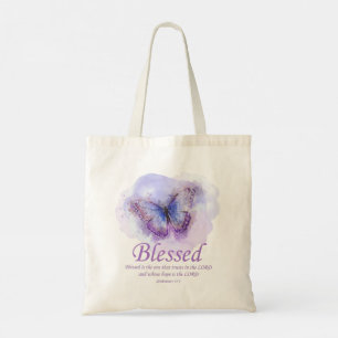 Women's Christian Bible Verse Butterfly: Blessed Tote Bag