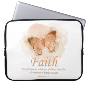 Women's Christian Bible Verse Butterfly: Faith Laptop Sleeve