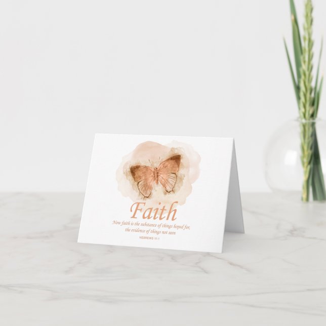 Women's Christian Bible Verse Butterfly: Faith Thank You Card (Front)