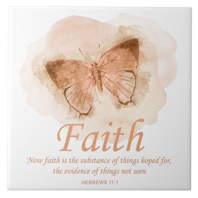 Women's Christian Bible Verse Butterfly: Faith Tile (Front)