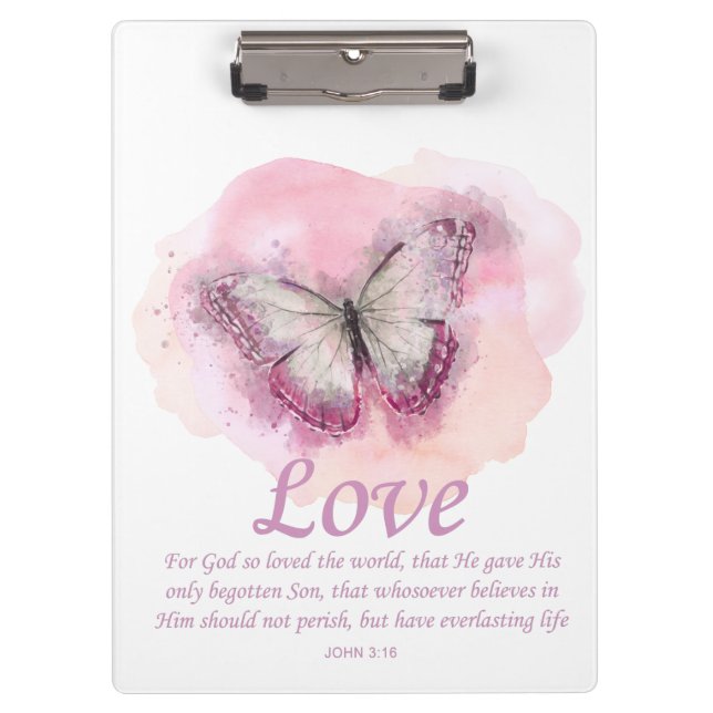 Women's Christian Bible Verse Butterfly: Love Clipboard (Front)