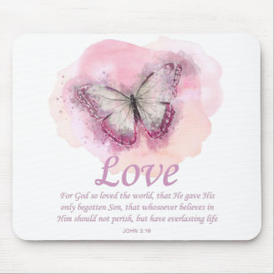 Women's Christian Bible Verse Butterfly: Love Mouse Mat