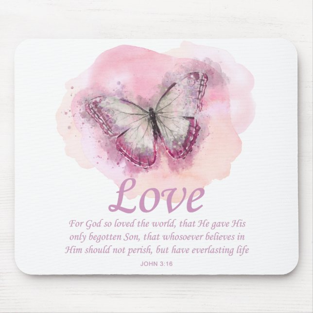 Women's Christian Bible Verse Butterfly: Love Mouse Mat (Front)