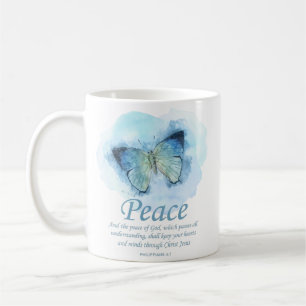 Women's Christian Bible Verse Butterfly: Peace Coffee Mug