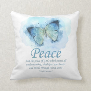 Women's Christian Bible Verse Butterfly: Peace Cushion