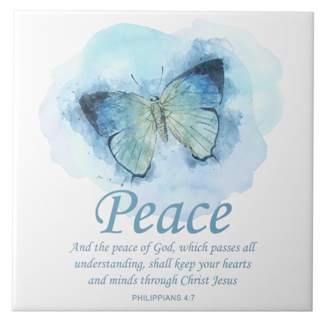 Women's Christian Bible Verse Butterfly: Peace Tile (Front)
