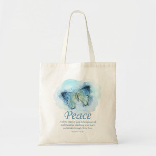 Women's Christian Bible Verse Butterfly: Peace Tote Bag