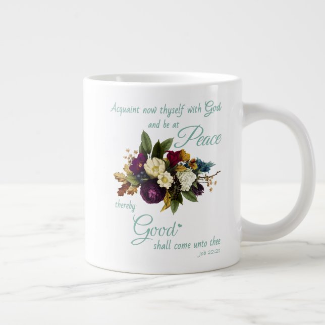Womens Christian Floral Bible Verse Peace and Good Large Coffee Mug (Right)