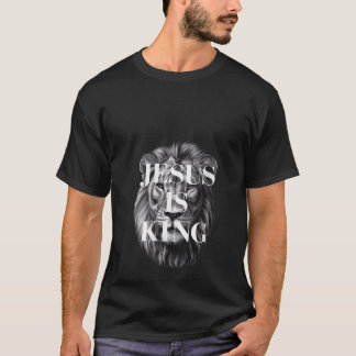 Womens Christian Jesus is King Lion Design Faded D T-Shirt